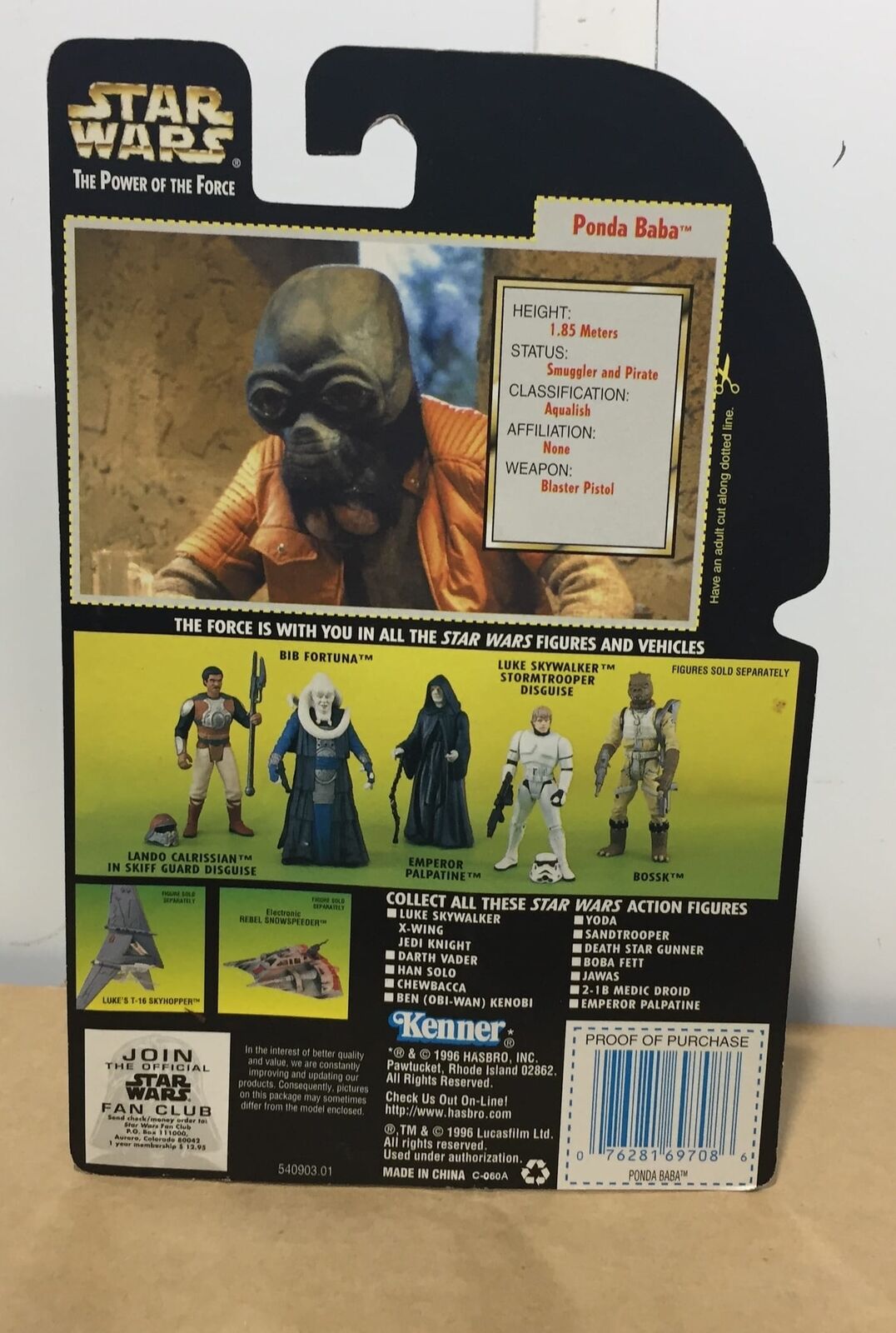 STAR WARS - KENNER - POTF - PONDA BABA - with Blaster Pistol and Rifle