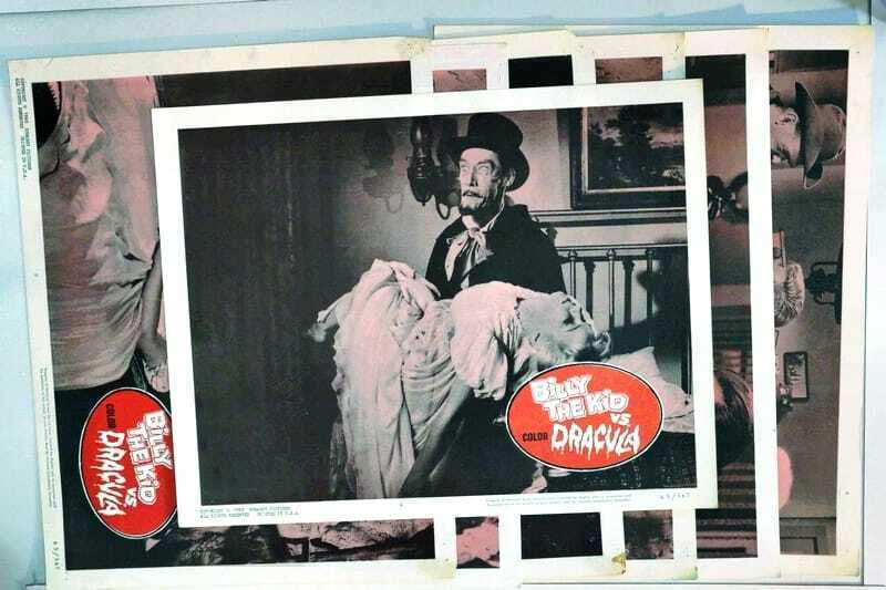 ORIGINAL LOBBY CARDS - BILLY THE KID VS DRACULA - 1965 - incomplete set of 7 ..