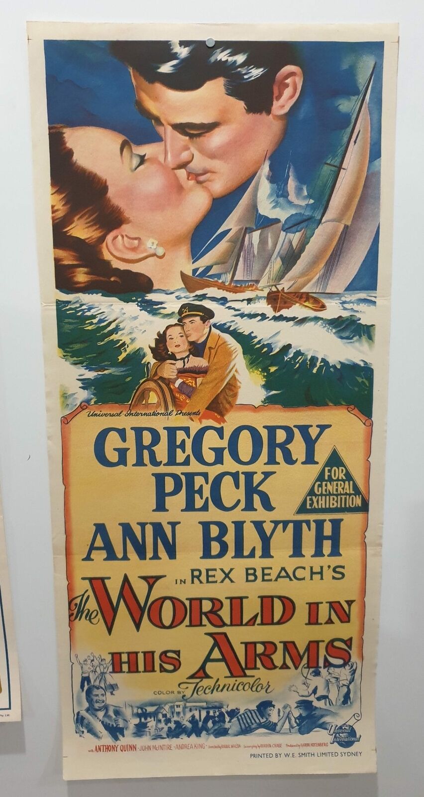 ORIGINAL DAYBILL MOVIE POSTER - THE WORLD IN HIS ARMS - 1952