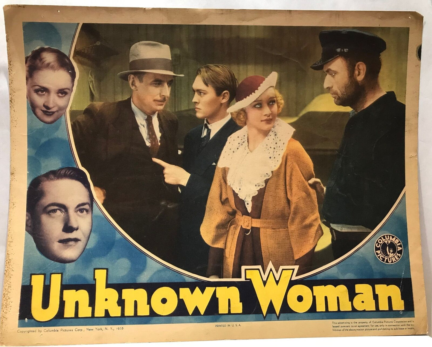 ORIGINAL LOBBY CARD - UNKNOWN WOMAN (c) - 1935