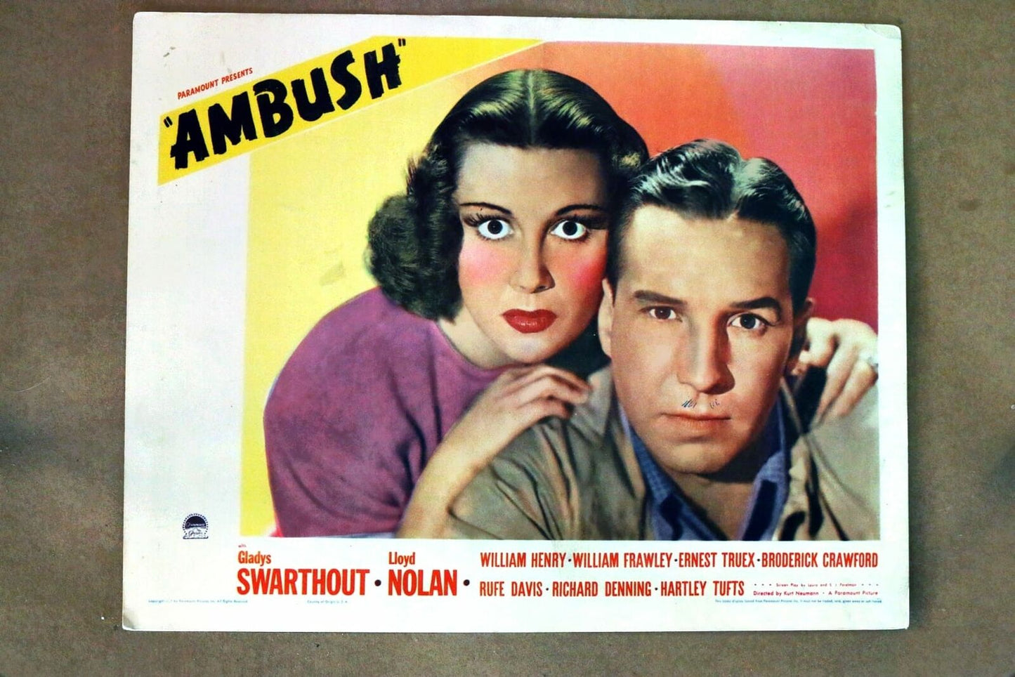 ORIGINAL LOBBY CARD - AMBUSH - 1939 - title card - Gladys Swarthout, Lloyd Nolan
