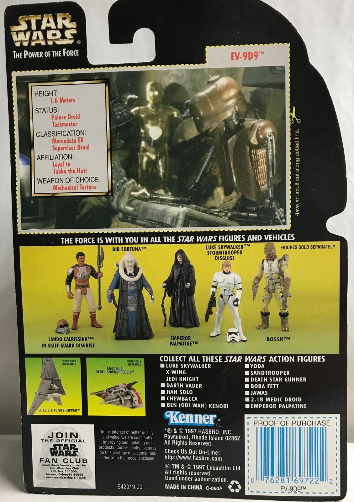 STAR WARS - KENNER - POTF - EV-9D9 - with Datapad