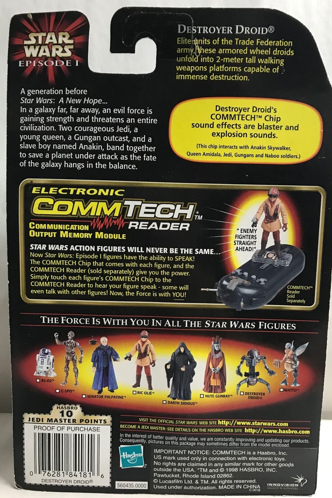 STAR WARS - HASBRO - EPISODE 1 - DESTROYER DROID - with CommTech chip