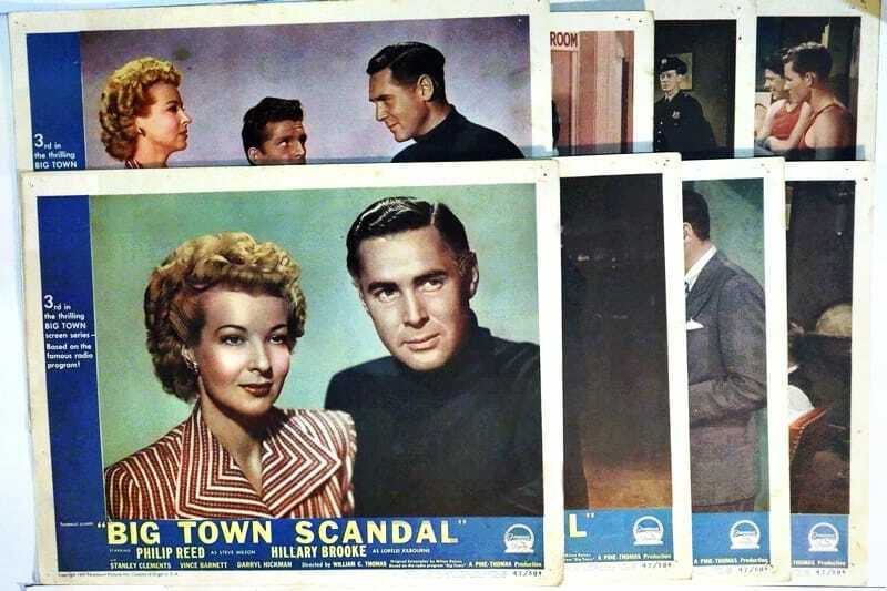 ORIGINAL LOBBY CARDS - BIG TOWN SCANDAL - 1947 - set of 8