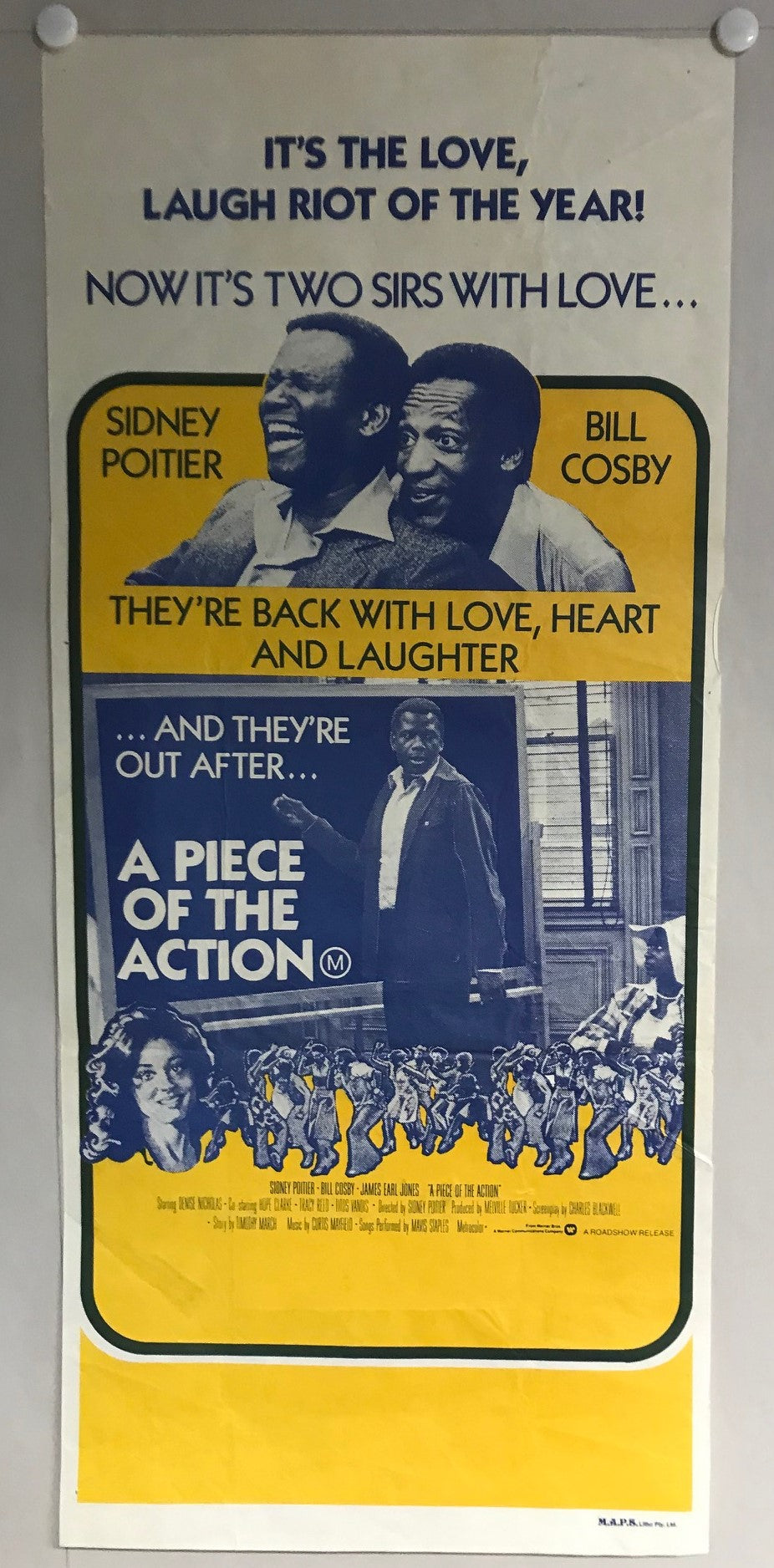 ORIGINAL DAYBILL MOVIE POSTER - A PIECE OF THE ACTION - 1977