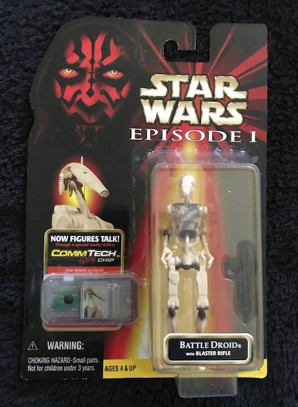 STAR WARS - HASBRO - EPISODE 1 - BATTLE DROID (b) - with Blaster Rifle and CommTech Chip