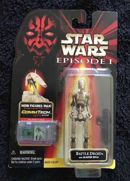 STAR WARS - HASBRO - EPISODE 1 - BATTLE DROID (e) - with Blaster Rifle and CommTech Chip