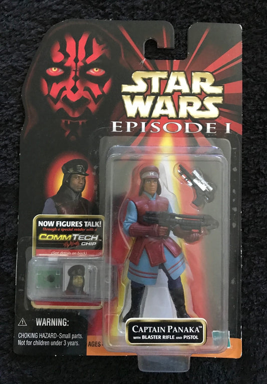 STAR WARS - HASBRO - EPISODE 1 - CAPTAIN PANAKA - with Blaster Rifle and Pistol, CommTech Chip