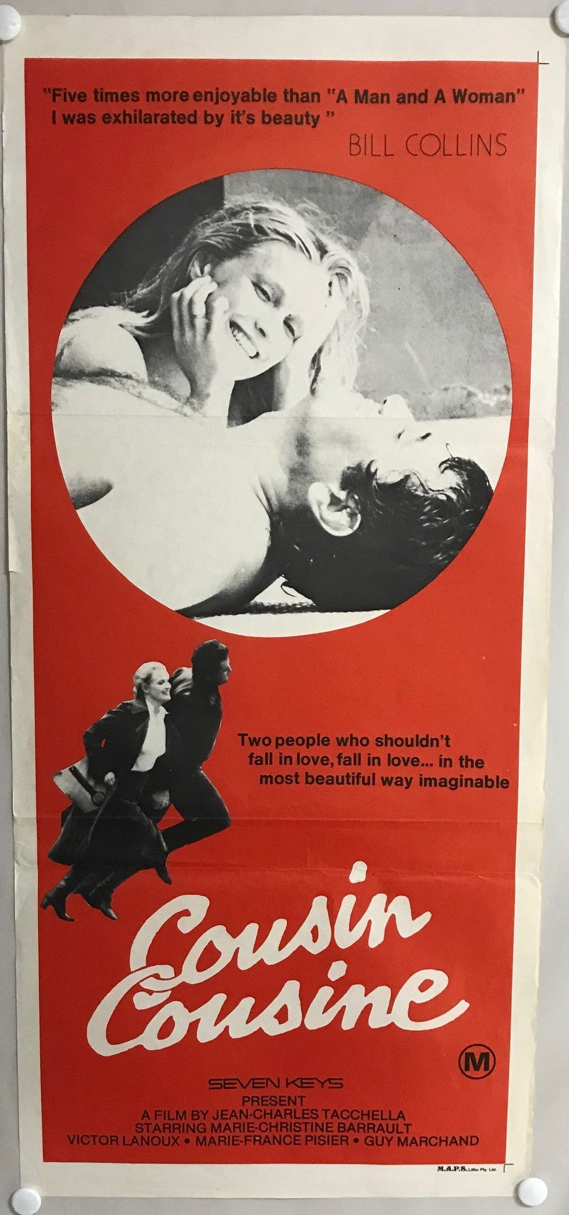 ORIGINAL DAYBILL MOVIE POSTER - COUSIN COUSINE - 1975