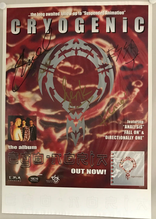 MUSIC PROMO POSTER - SIGNED - CRYOGENIC (a) - EGO-NORIA