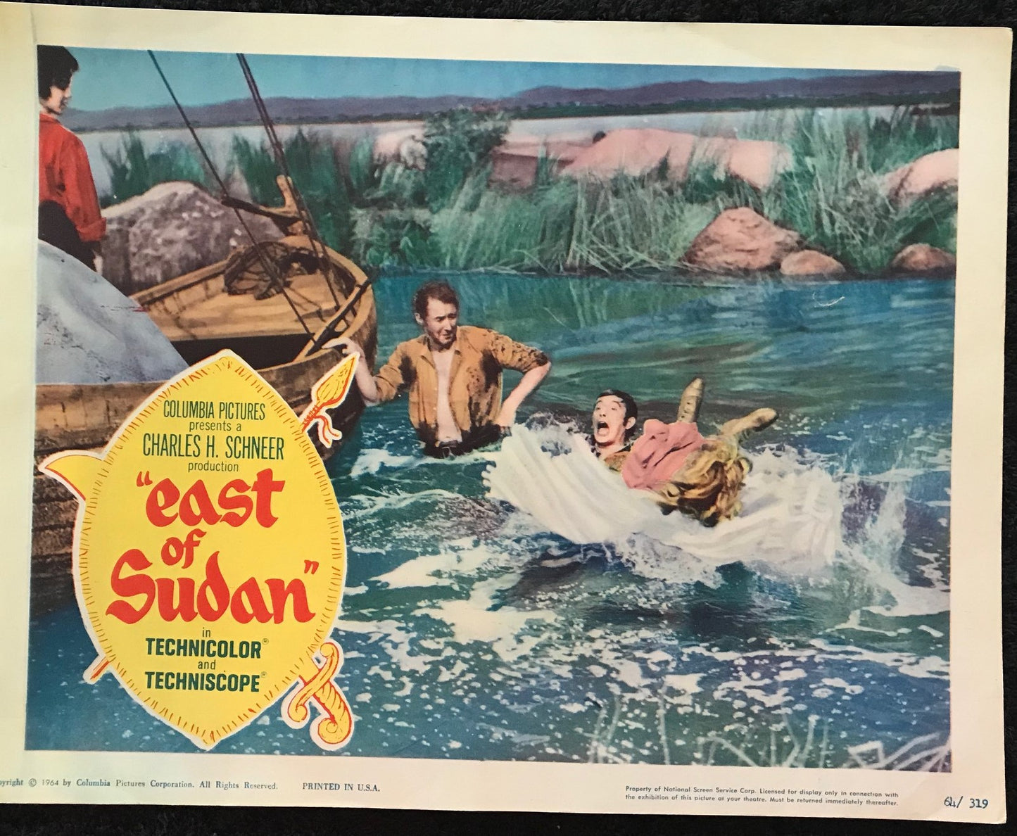 ORIGINAL LOBBY CARD - EAST OF SUDAN (a) - 1964 - key card -  Anthony Quayle, Sylvia Syms, Derek Fowlds, Jenny Agutter