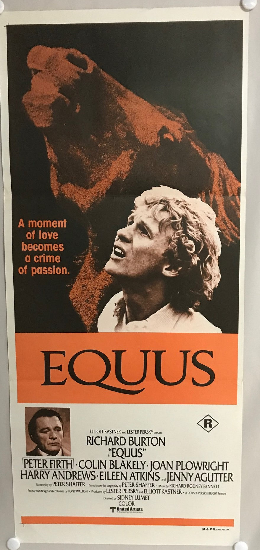 ORIGINAL DAYBILL MOVIE POSTER - EQUUS - 1977 (A)