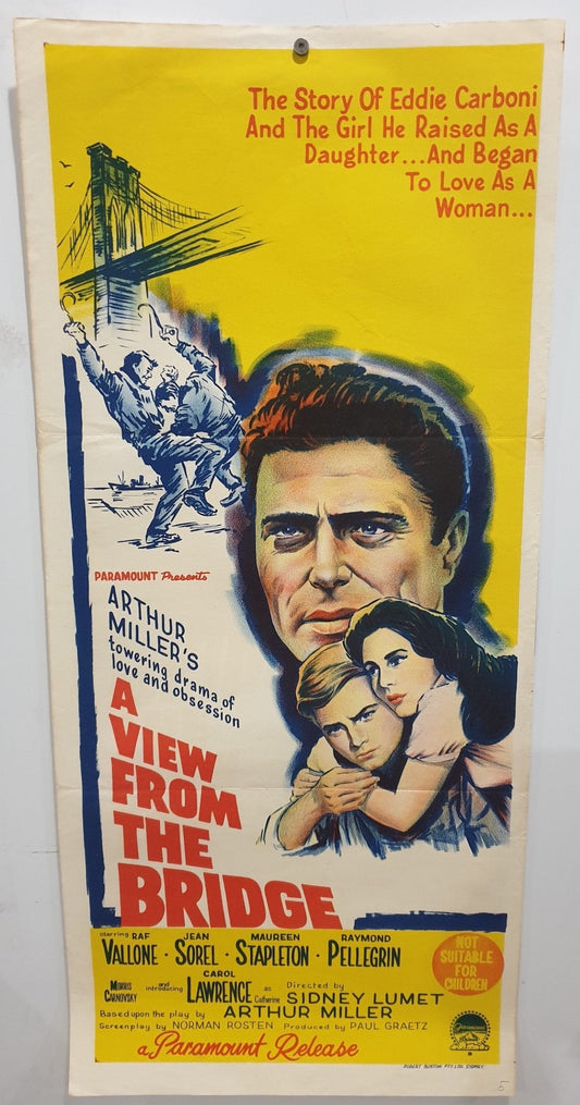 ORIGINAL DAYBILL MOVIE POSTER - A VIEW FROM THE BRIDGE - aka: Vu du pont - 1962