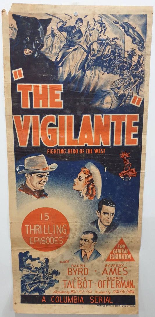 ORIGINAL DAYBILL MOVIE POSTER - THE VIGILANTE - Serial - 1947