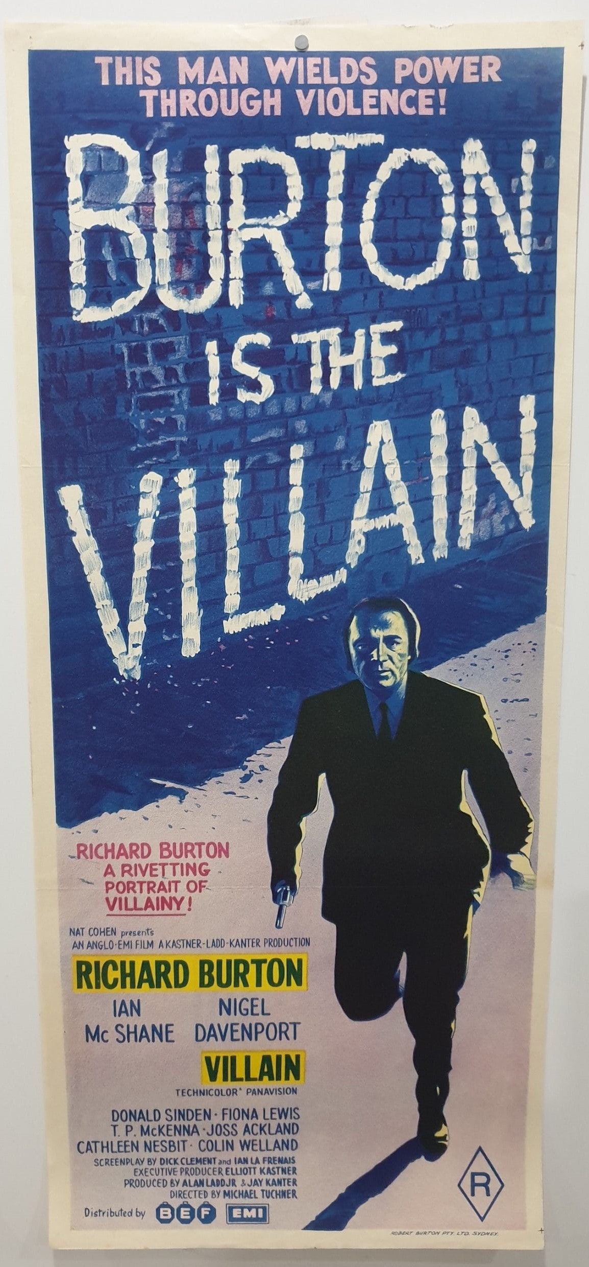 ORIGINAL DAY BILL MOVIE POSTER - VILLAIN - 1971