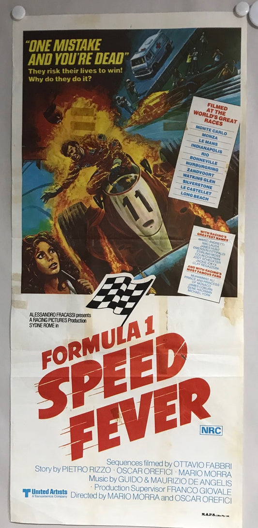 ORIGINAL DAYBILL MOVIE POSTER - SPEED FEVER - Formula One - 1978