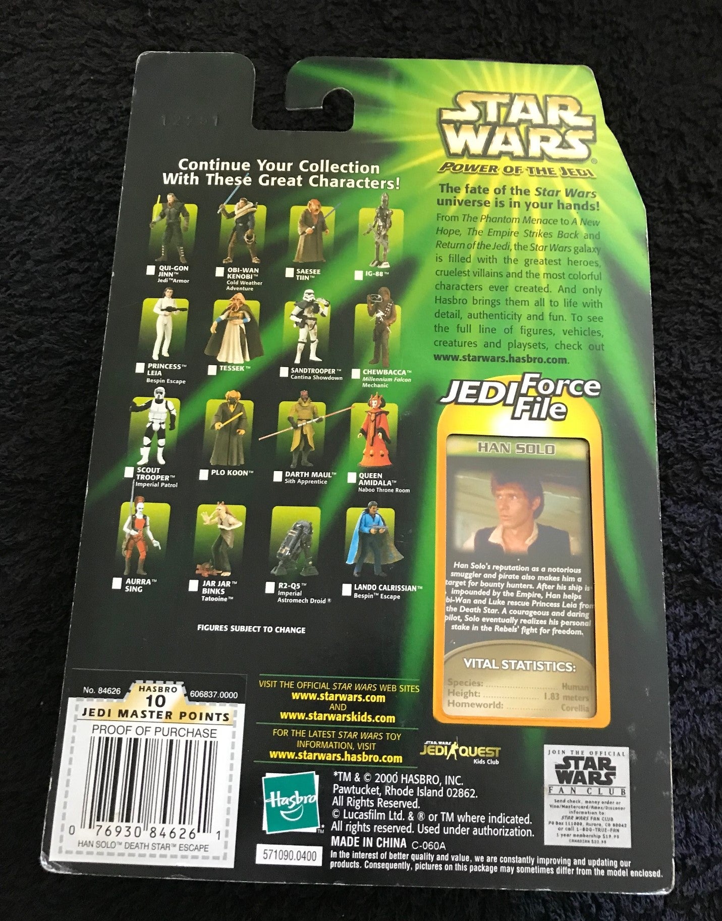 STAR WARS - HASBRO - JEDI FORCE FILE - POTJ -  HAN SOLO - "Deathstar Escape"