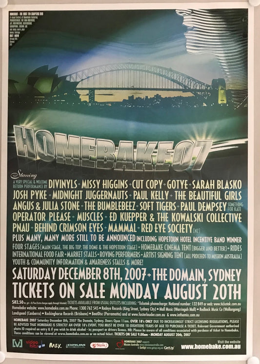 MUSIC PROMO POSTER - HOMEBAKE07(a) - DIVINYLS, MISSY HIGGINS, CUT COPY, GOTYE