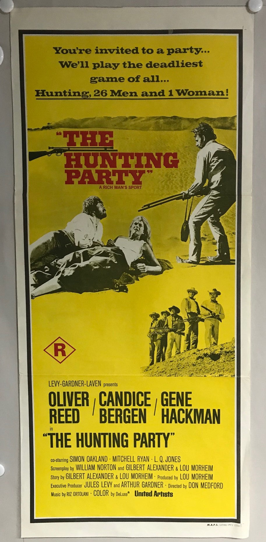 ORIGINAL DAYBILL MOVIE POSTER - THE HUNTING PARTY (C) - 1971