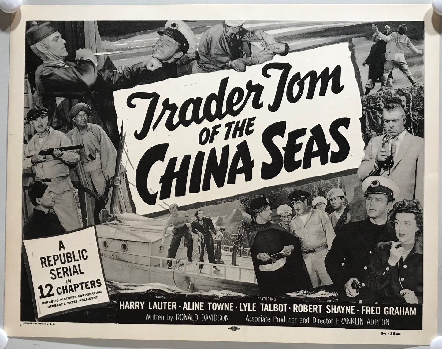 ORIGINAL SERIAL LOBBY CARD - TRADER TOM OF THE CHINA SEAS - 1954 - Title Card