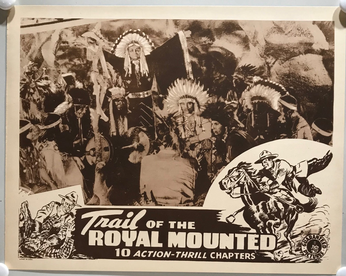 ORIGINAL SERIAL LOBBY CARD - TRAIL OF THE ROYAL MOUNTED (b) - 1938 - scene card