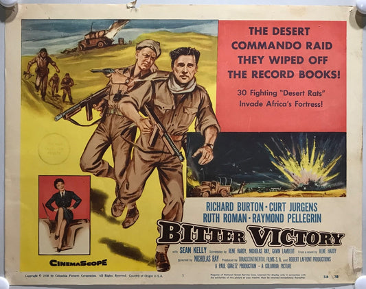 ORIGINAL LOBBY CARD - BITTER VICTORY - 1958 - key card #1