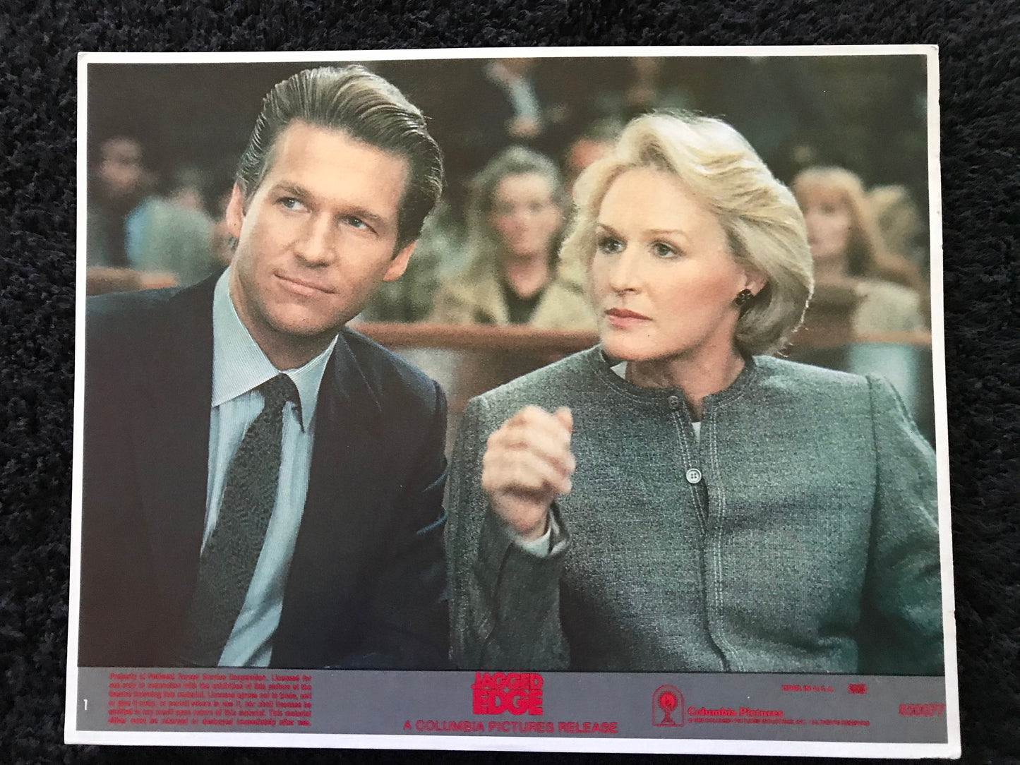 ORIGINAL LOBBY CARDS - MINI - JAGGED EDGE - 1985 - UK - set of 8 cards -  Glenn Close, Jeff Bridges, Peter Coyote, Lance Henriksen