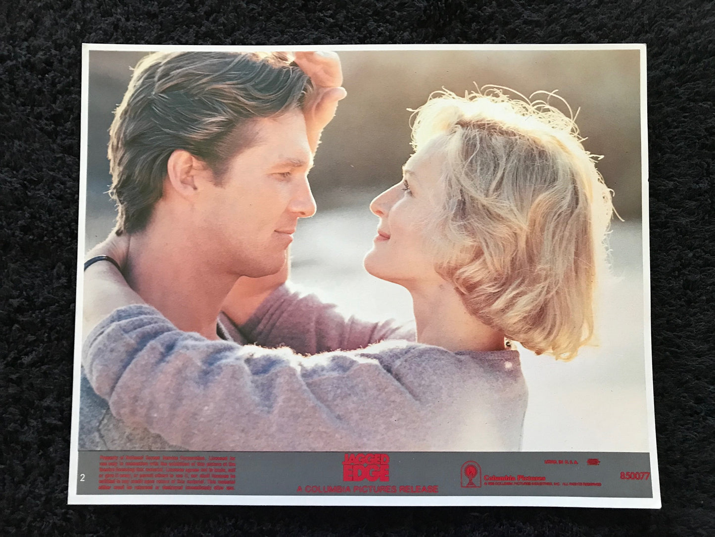 ORIGINAL LOBBY CARDS - MINI - JAGGED EDGE - 1985 - UK - set of 8 cards -  Glenn Close, Jeff Bridges, Peter Coyote, Lance Henriksen