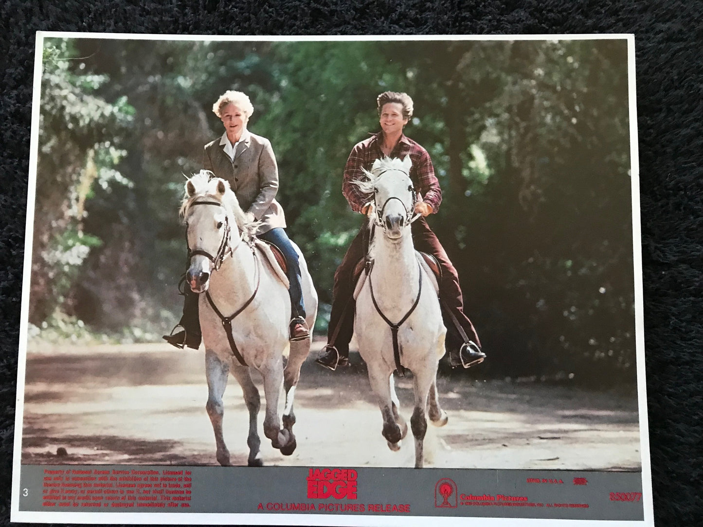 ORIGINAL LOBBY CARDS - MINI - JAGGED EDGE - 1985 - UK - set of 8 cards -  Glenn Close, Jeff Bridges, Peter Coyote, Lance Henriksen