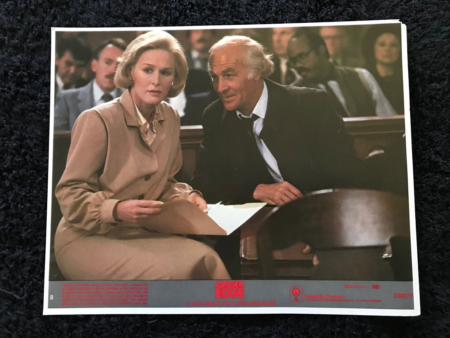 ORIGINAL LOBBY CARDS - MINI - JAGGED EDGE - 1985 - UK - set of 8 cards -  Glenn Close, Jeff Bridges, Peter Coyote, Lance Henriksen