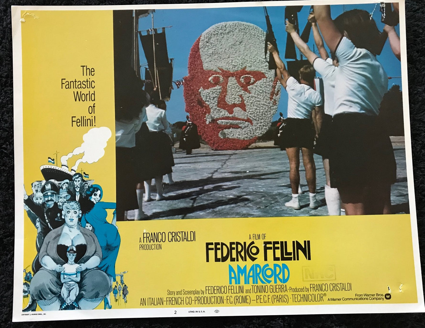 ORIGINAL LOBBY CARDS - AMARCORD - 1973 - group of 7 key cards -  Bruno Zanin, Armando Brancia, Pupella Maggio, Giuseppe Ianigro
