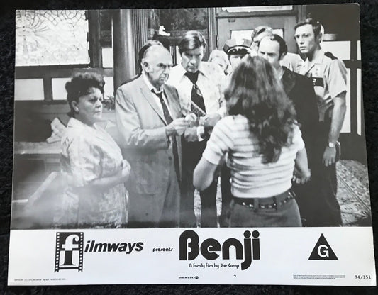 ORIGINAL LOBBY CARDS - BENJI - 1974 - group of 8 key cards -  Patsy Garrett, Allen Fiuzat, Cynthia Smith, Peter Breck