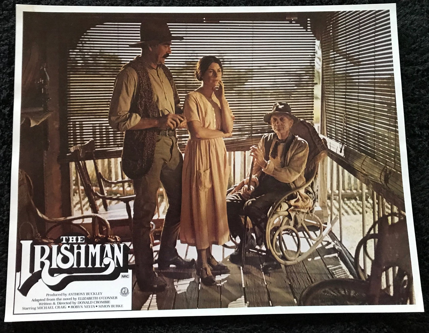 ORIGINAL LOBBY CARDS - THE IRISHMAN - 1978 - Australian - set of 8 cards -  Michael Craig, Simon Burke, Robyn Nevin, Lou Brown