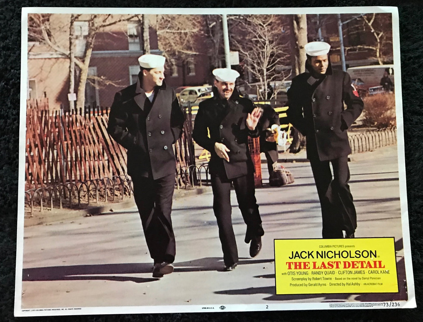 ORIGINAL LOBBY CARD - THE LAST DETAIL - 1973 - group of 7 cards -  Jack Nicholson, Otis Young, Randy Quaid, Clifton James