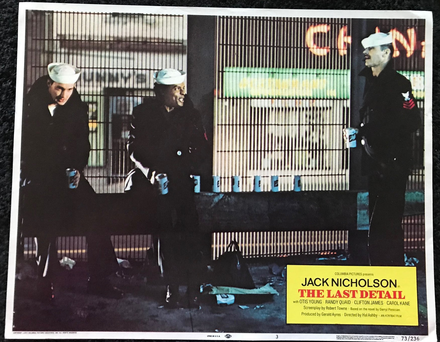 ORIGINAL LOBBY CARD - THE LAST DETAIL - 1973 - group of 7 cards -  Jack Nicholson, Otis Young, Randy Quaid, Clifton James