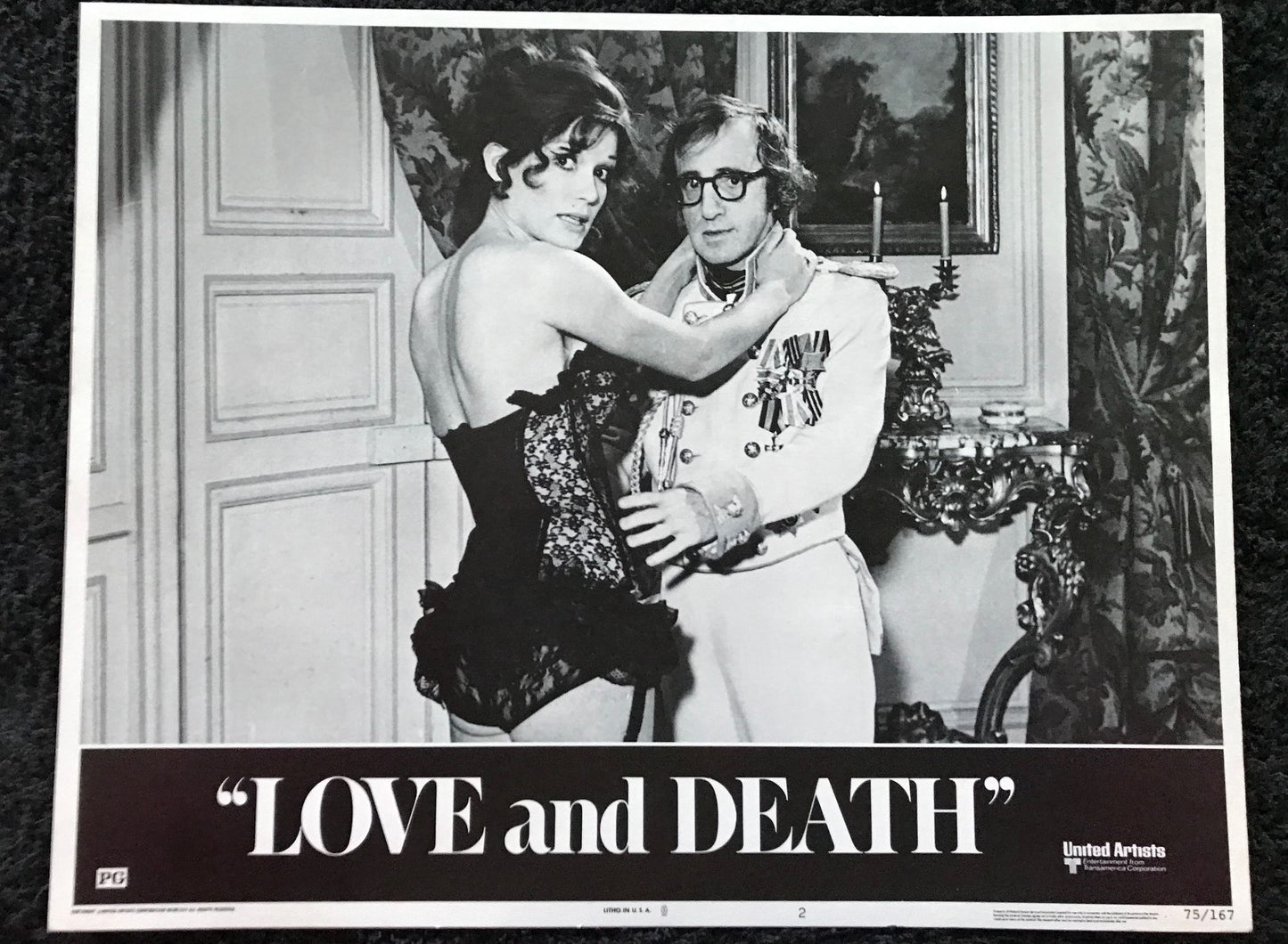 ORIGINAL LOBBY CARDS - LOVE AND DEATH - 1975 - set of 8 cards -  Woody Allen, Diane Keaton, George Adet, Olga Georges-Picot