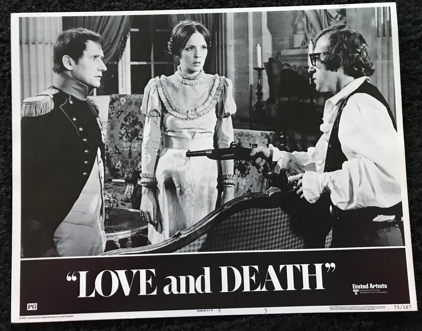 ORIGINAL LOBBY CARDS - LOVE AND DEATH - 1975 - set of 8 cards -  Woody Allen, Diane Keaton, George Adet, Olga Georges-Picot