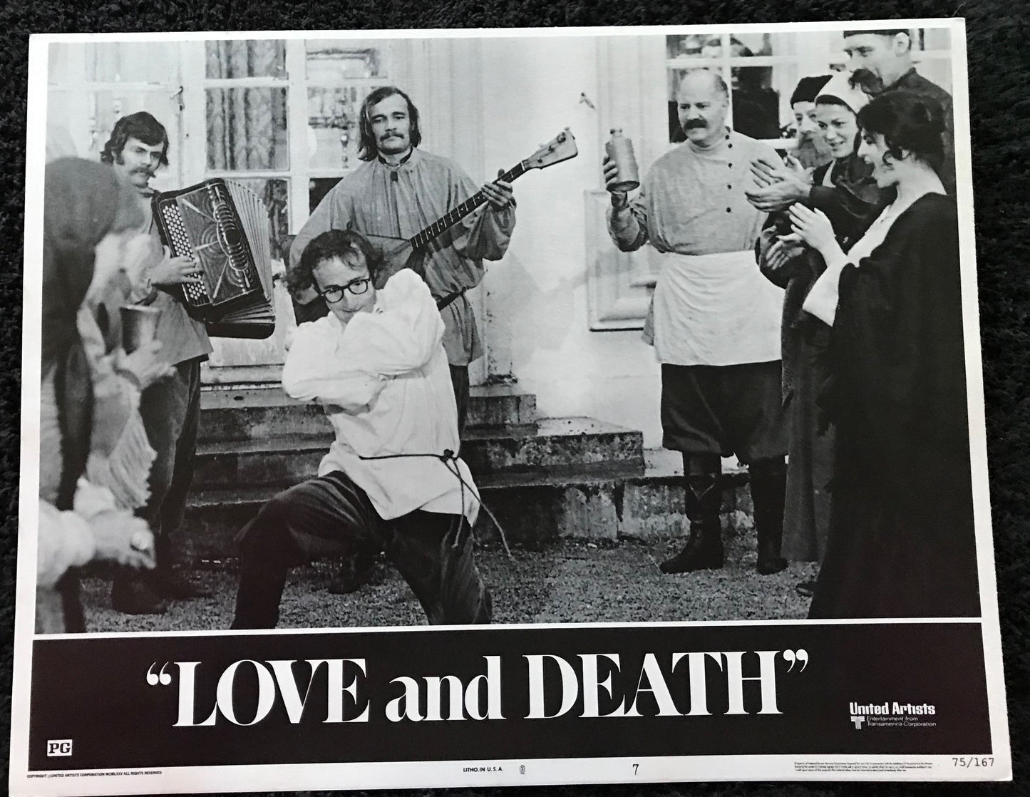 ORIGINAL LOBBY CARDS - LOVE AND DEATH - 1975 - set of 8 cards -  Woody Allen, Diane Keaton, George Adet, Olga Georges-Picot