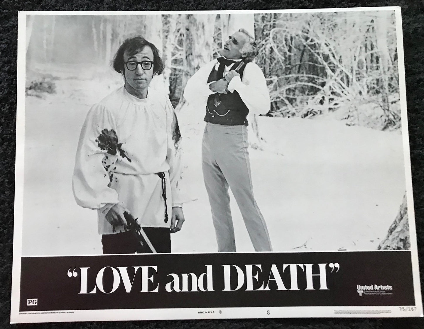 ORIGINAL LOBBY CARDS - LOVE AND DEATH - 1975 - set of 8 cards -  Woody Allen, Diane Keaton, George Adet, Olga Georges-Picot