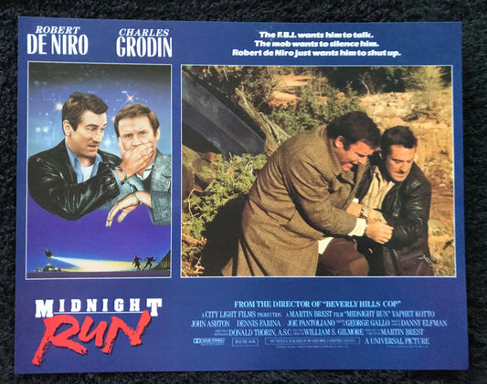 ORIGINAL LOBBY CARDS - MIDNIGHT RUN - 1988 - set of 8 cards -  Robert De Niro, Charles Grodin, Yaphet Kotto, John Ashton