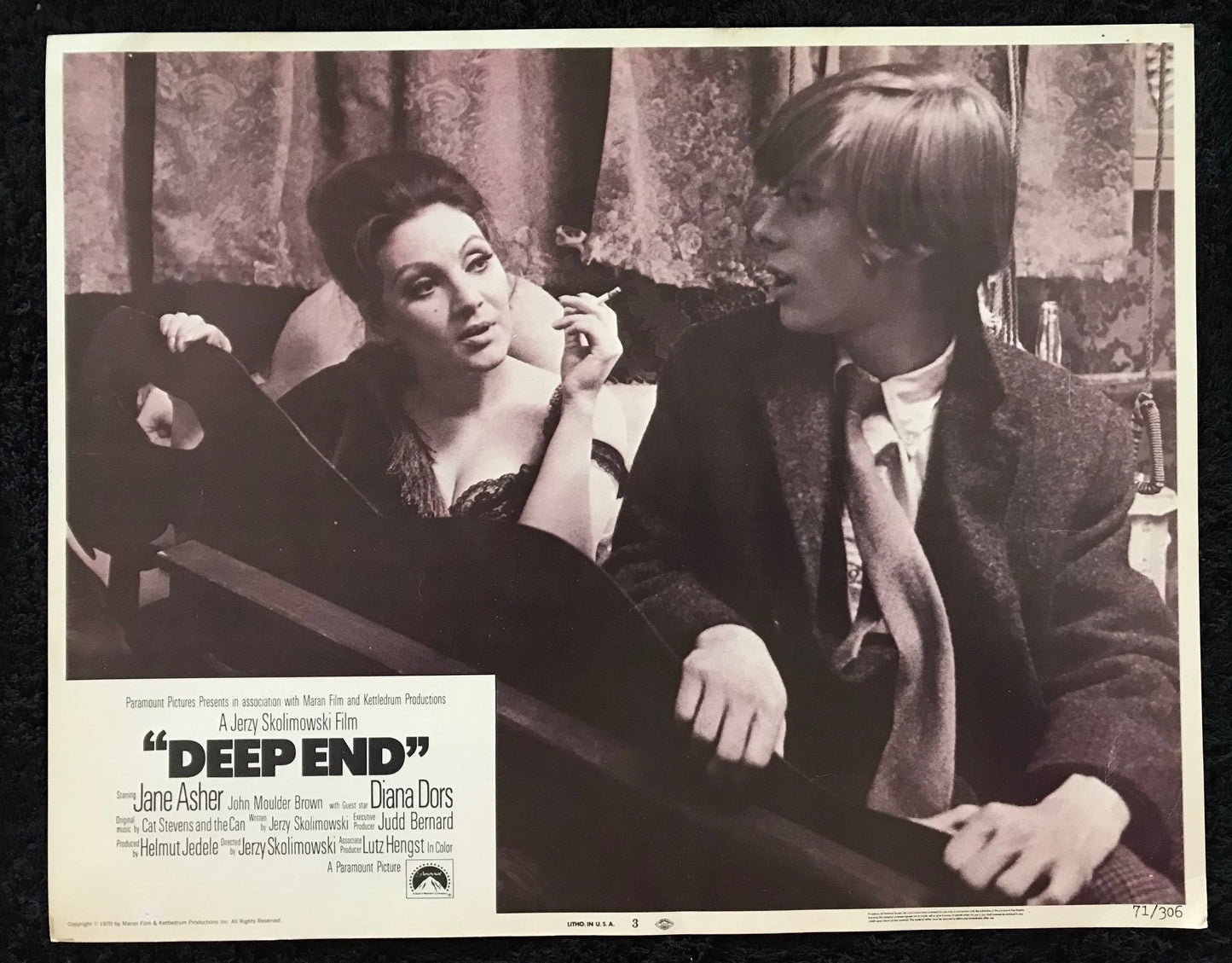 ORIGINAL LOBBY CARDS - DEEP END - 1970 - Set of 8 cards -  Jane Asher, John Moulder-Brown, Karl Michael Vogler, Christopher Sandford