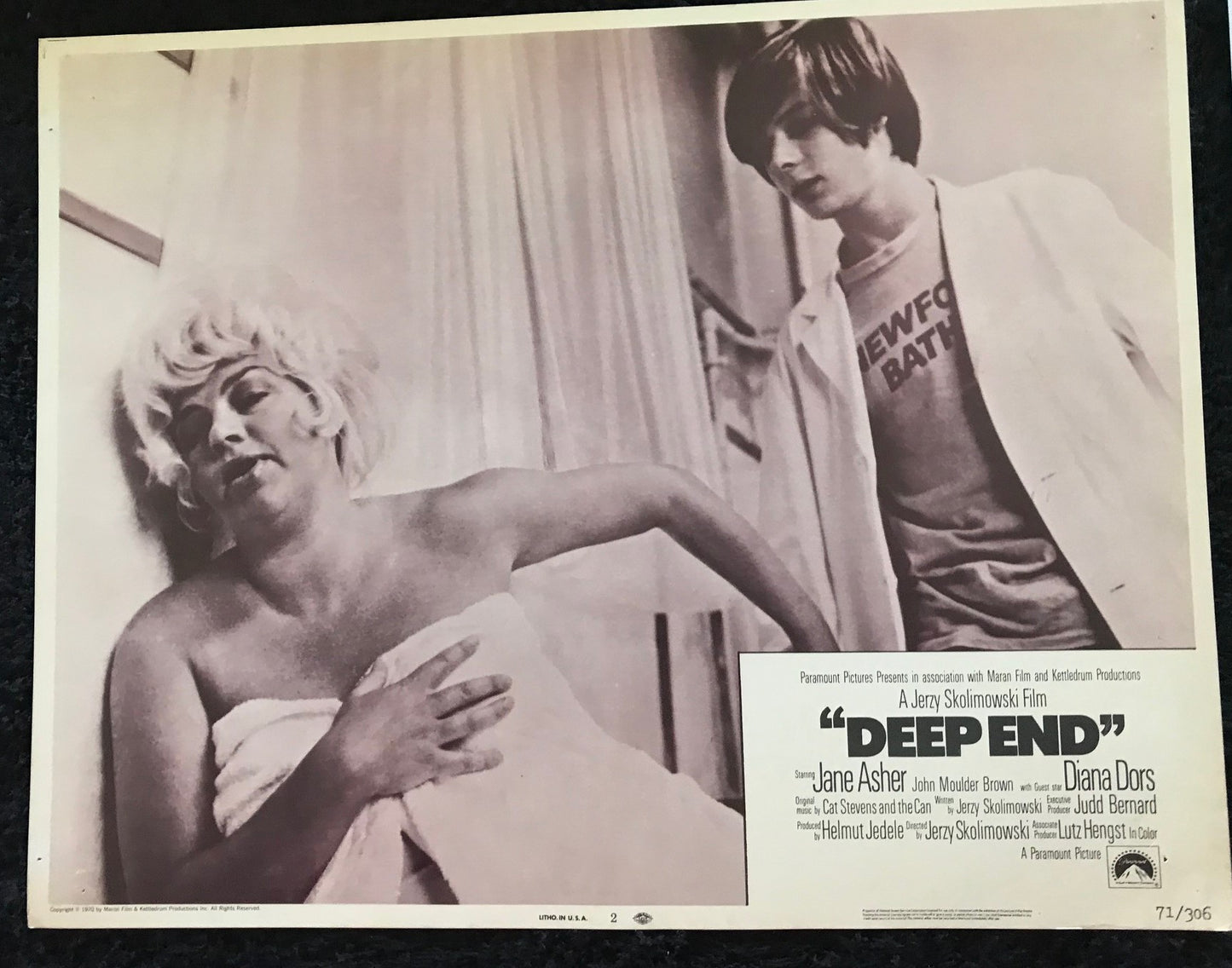 ORIGINAL LOBBY CARDS - DEEP END - 1970 - Set of 8 cards -  Jane Asher, John Moulder-Brown, Karl Michael Vogler, Christopher Sandford