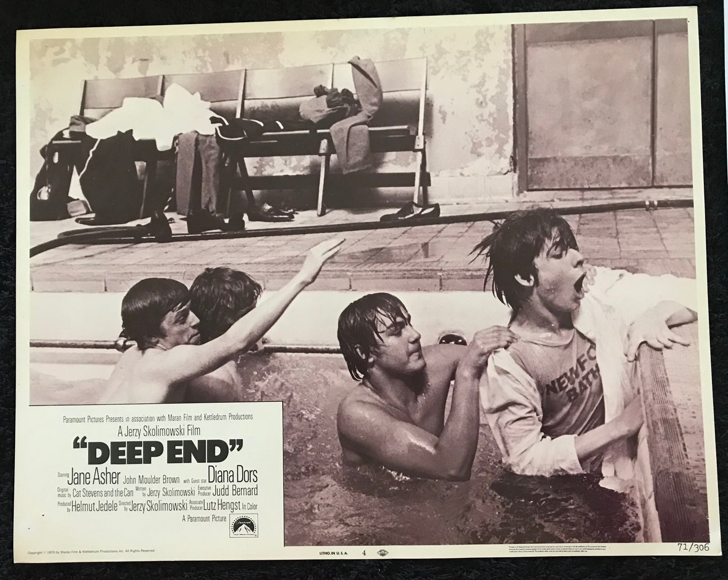 ORIGINAL LOBBY CARDS - DEEP END - 1970 - Set of 8 cards -  Jane Asher, John Moulder-Brown, Karl Michael Vogler, Christopher Sandford