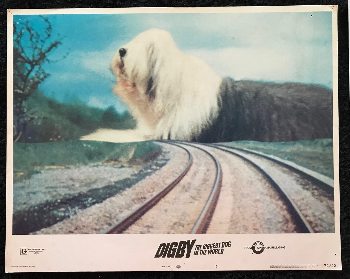 ORIGINAL LOBBY CARDS - DIGBY, THE BIGGEST DOG IN THE WORLD - 1974 - group of 7 cards -  Jim Dale, Spike Milligan, Angela Douglas, John Bluthal