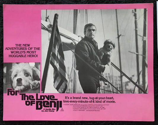 ORIGINAL LOBBY CARDS - FOR THE LOVE OF BENJI - 1977 - group of 5 cards -  Benjean, Patsy Garrett, Cynthia Smith, Allen Fiuzat, Ed Nelson