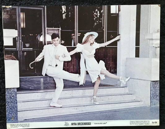 ORIGINAL LOBBY CARDS - MYRA BRECKINRIDGE - 1970 - group of 7 cards -  Raquel Welch, Rex Reed, Mae West, John Huston, Farrah Fawcett