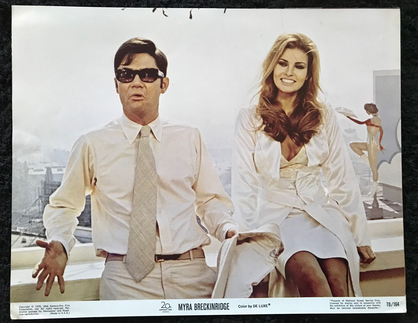 ORIGINAL LOBBY CARDS - MYRA BRECKINRIDGE - 1970 - group of 7 cards -  Raquel Welch, Rex Reed, Mae West, John Huston, Farrah Fawcett