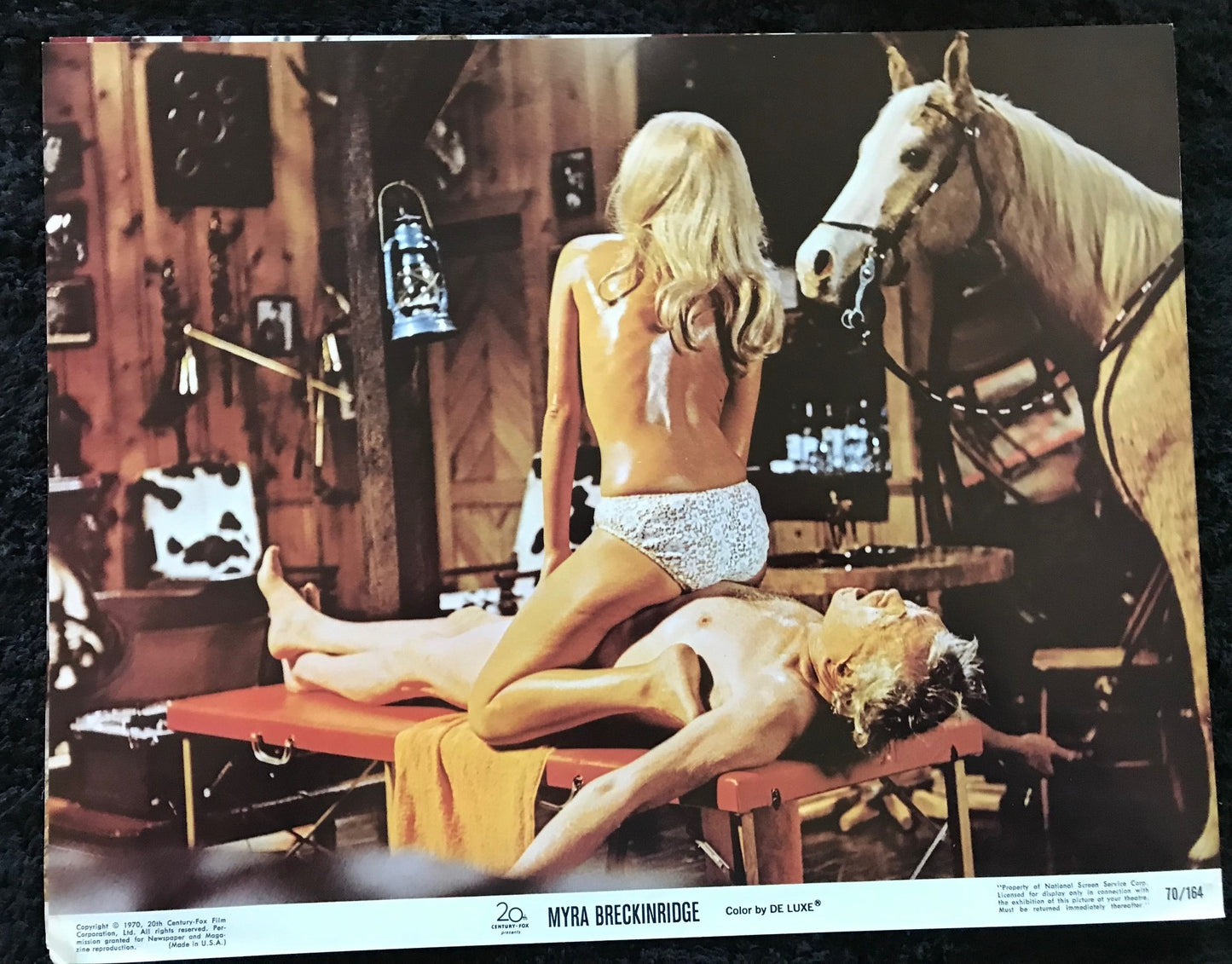 ORIGINAL LOBBY CARDS - MYRA BRECKINRIDGE - 1970 - group of 7 cards -  Raquel Welch, Rex Reed, Mae West, John Huston, Farrah Fawcett