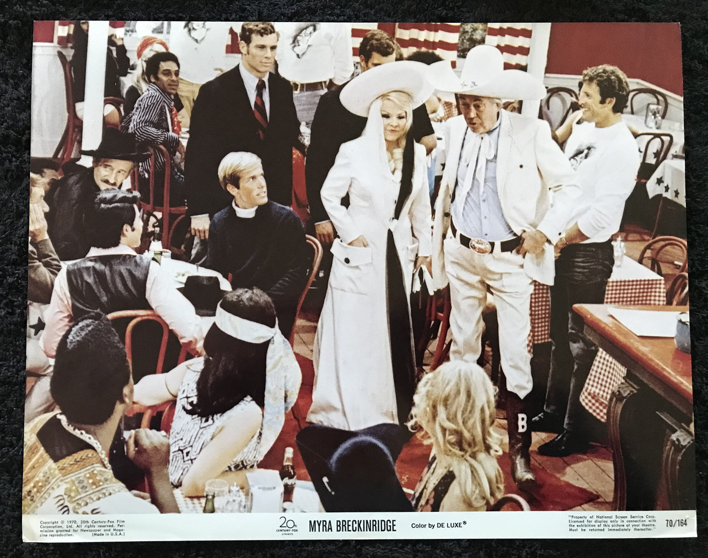 ORIGINAL LOBBY CARDS - MYRA BRECKINRIDGE - 1970 - group of 7 cards -  Raquel Welch, Rex Reed, Mae West, John Huston, Farrah Fawcett