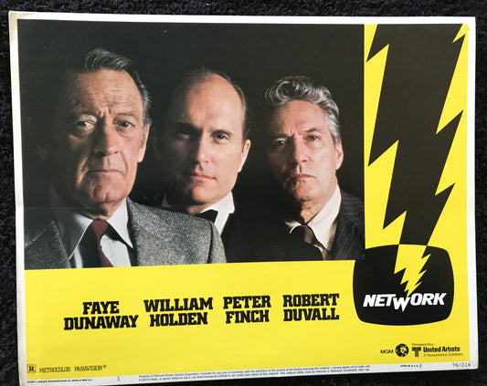 ORIGINAL LOBBY CARDS - NETWORK - 1976 - set of 8 cards -  Peter Finch, Faye Dunaway, William Holden, Robert Duvall